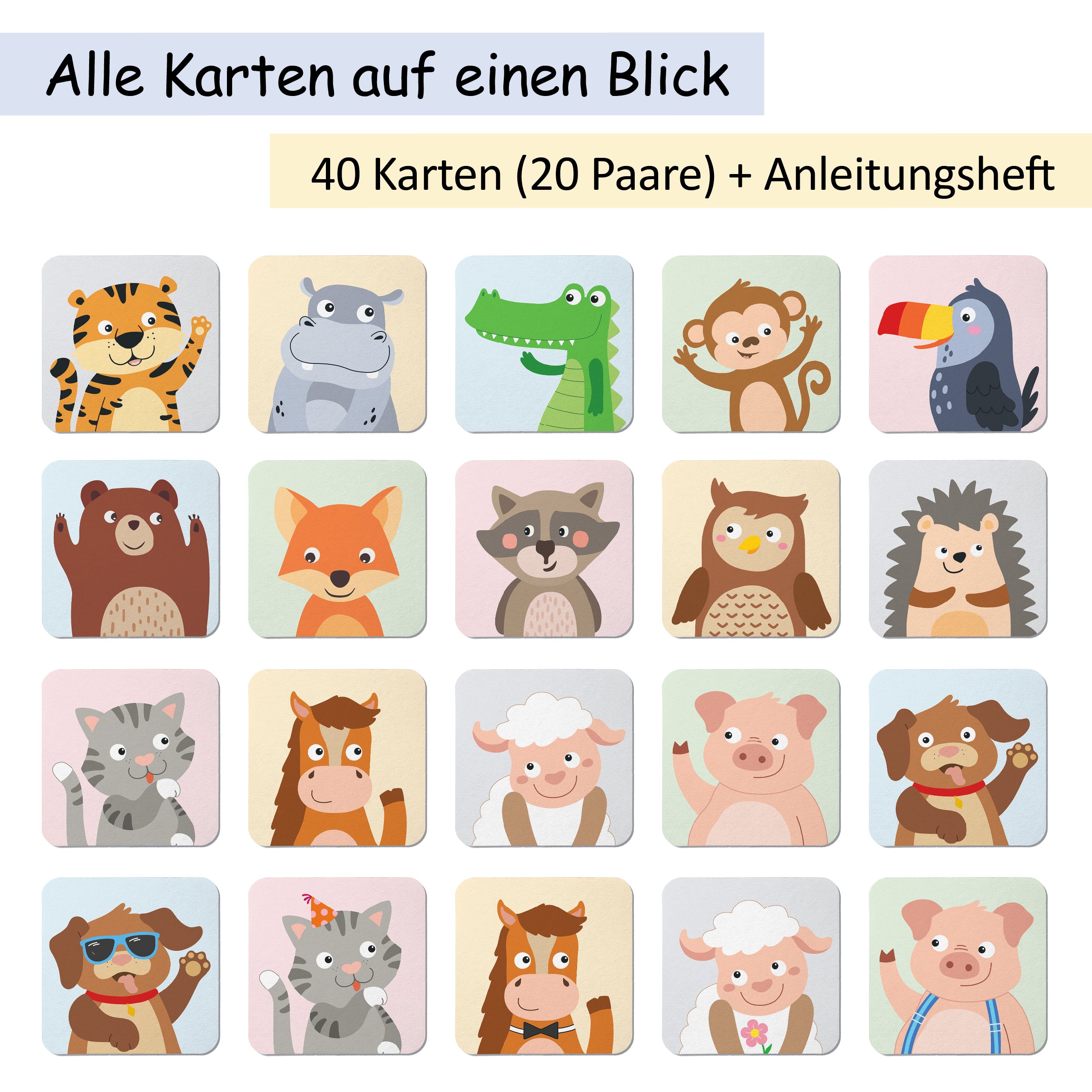 Natur Memo-Spiel für Kinder Memo-Spiel mit 40 Spielkarten im Spielkarton